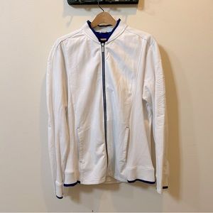 Men’s Calvin Klein Zip-up Sweater Size Large. White with blue details. GUC